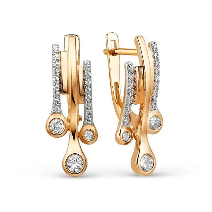 Серьги с английским замком из красного золота