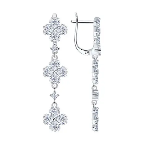 Серьги подвесные из серебра