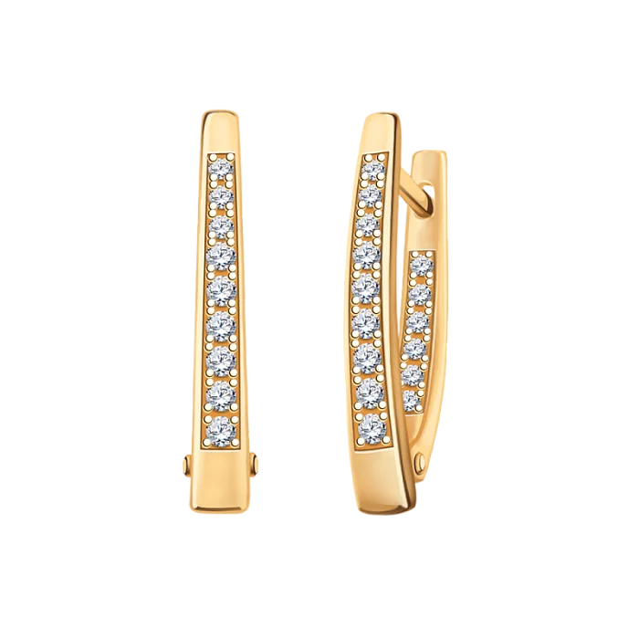 Серьги с английским замком из красного золота