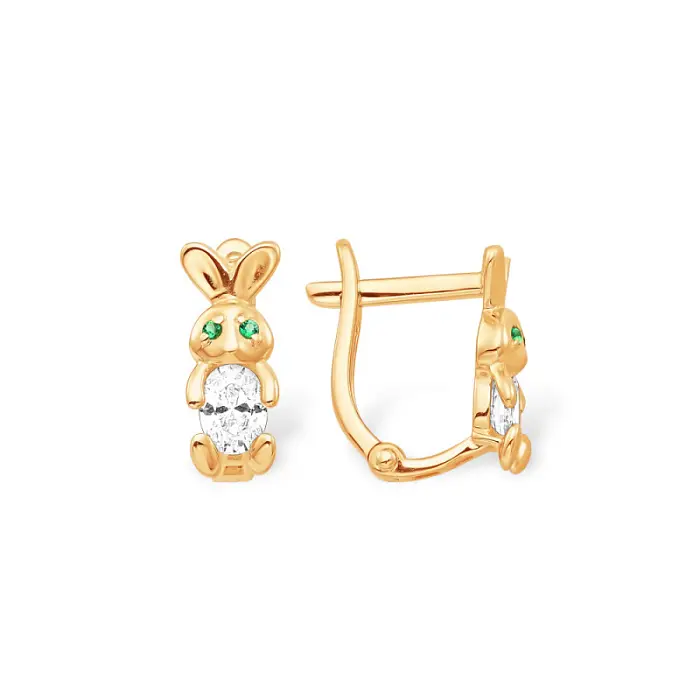 Серьги детские из красного золота