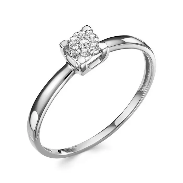 Кольцо помолвочное из белого золота