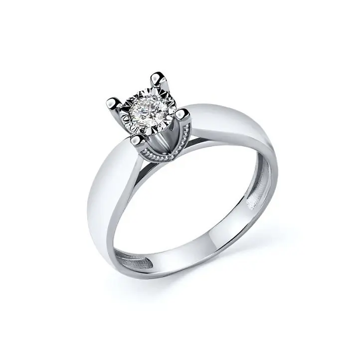 Кольцо помолвочное из белого золота