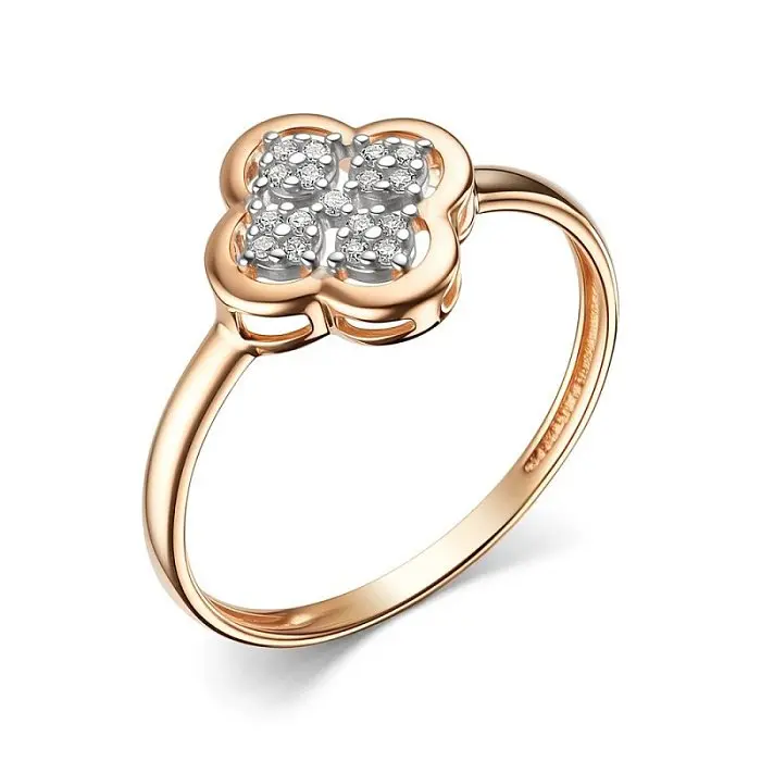 Кольцо декоративное из комбинированного золота вид 1