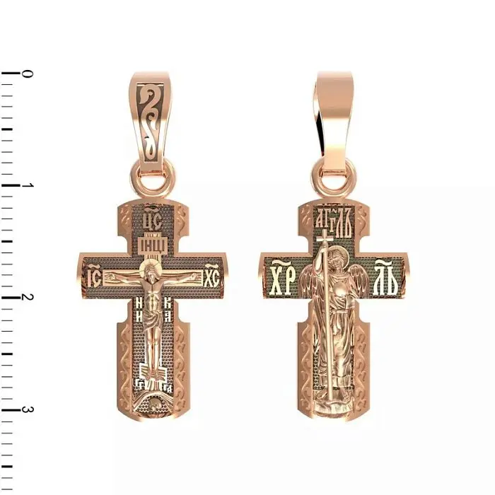 Подвеска крест из красного золота