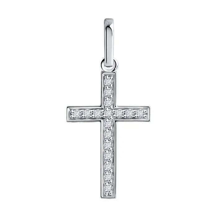 Подвеска декоративный крест из белого золота