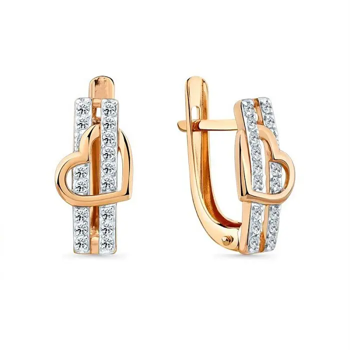 Серьги с английским замком из красного золота