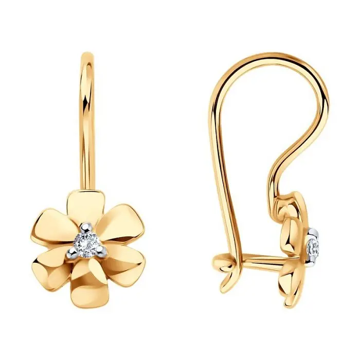 Серьги детские из красного золота