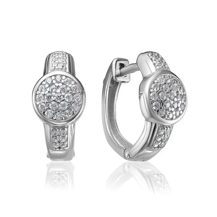 Серьги с английским замком из серебра с фианитами