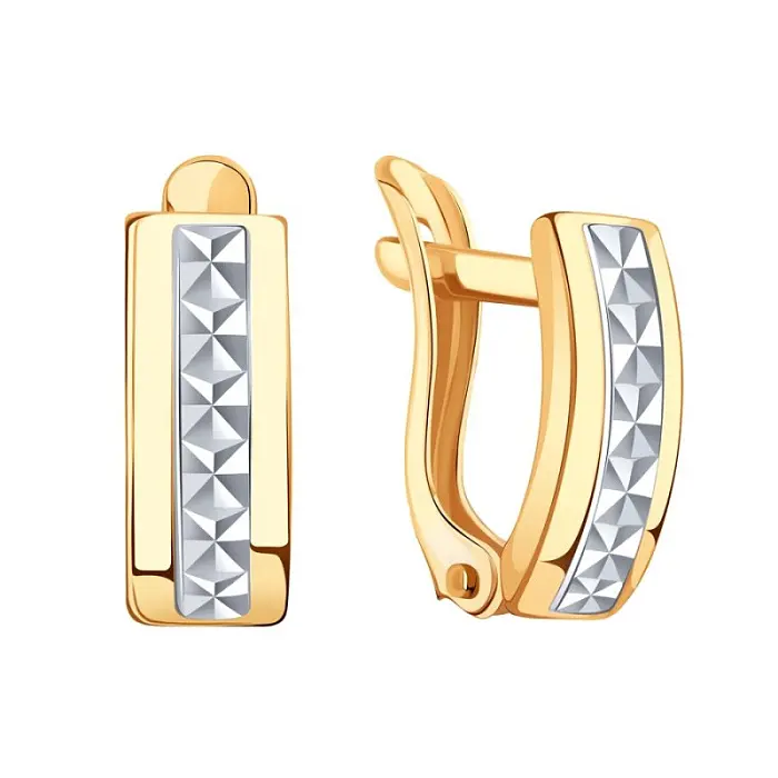 Серьги детские из комбинированного золота