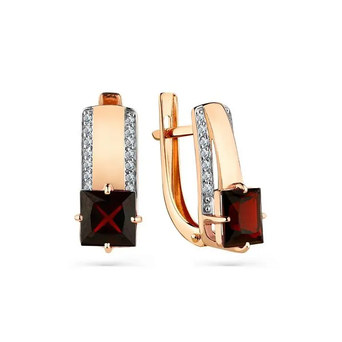 Серьги с английским замком из красного золота