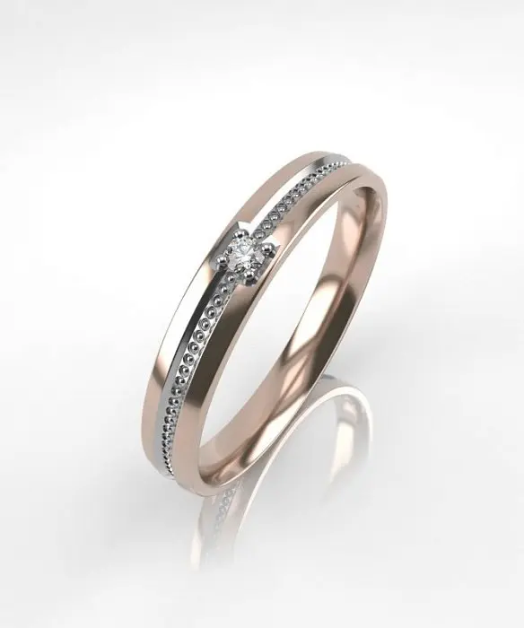 Кольцо обручальное из комбинированного золота вид 1