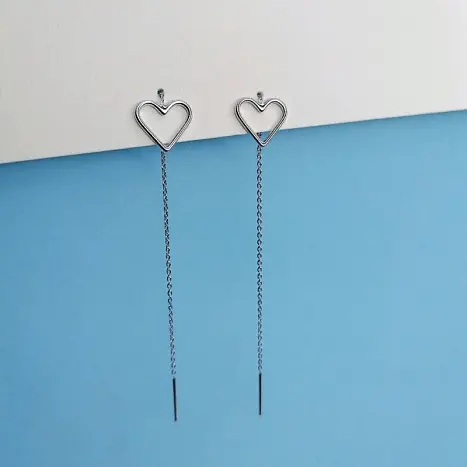 Серьги цепочки из серебра