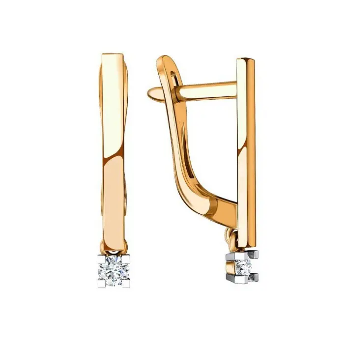 Серьги подвесные из красного золота