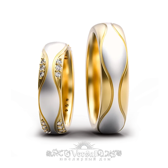 Кольцо обручальное из комбинированного золота без вставок