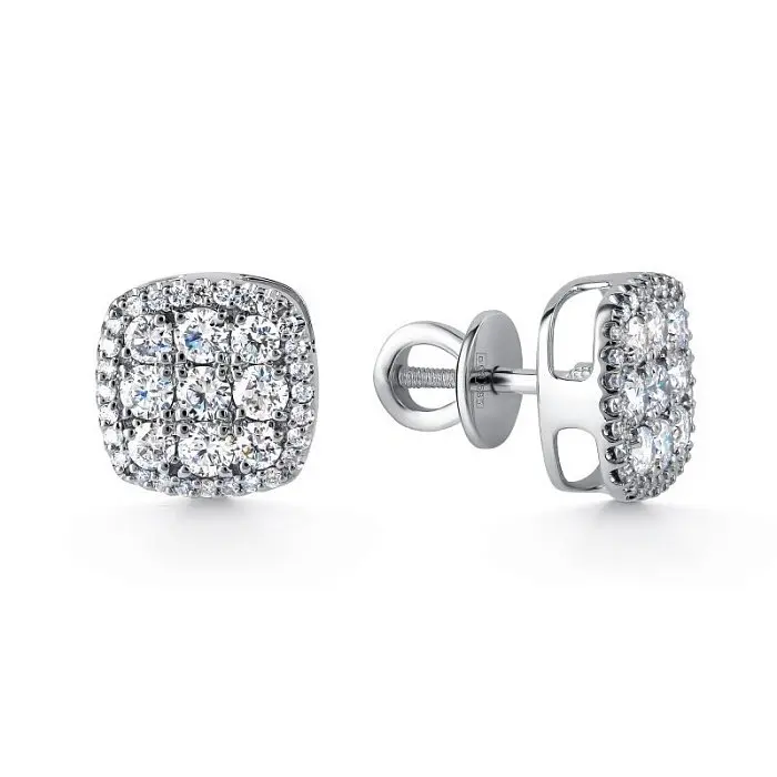 Серьги пуссеты из белого золота