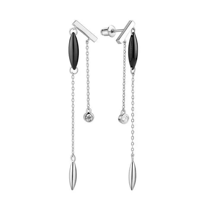 Серьги подвесные из серебра