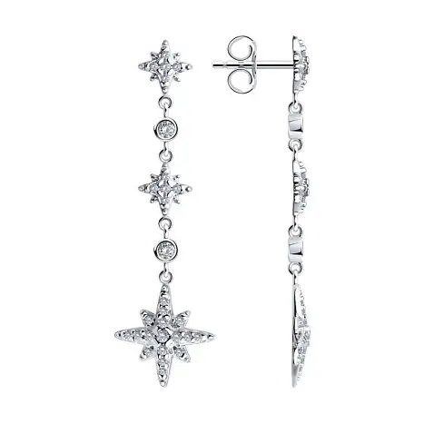 Серьги подвесные из серебра