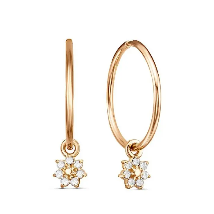 Серьги конго из красного золота