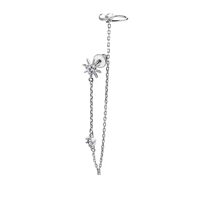 Серьги каффы из серебра