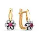 Серьги с английским замком из комбинированного золота с рубинами