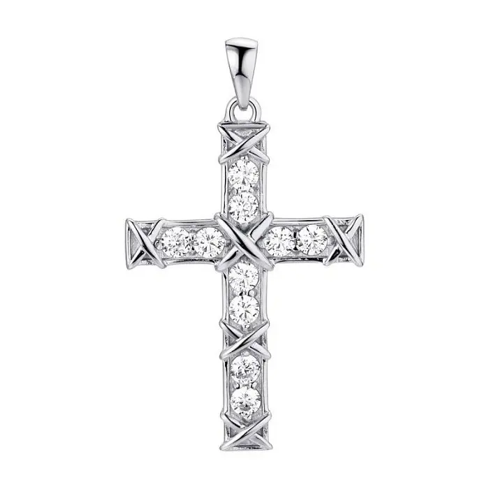 Подвеска декоративный крест из серебра