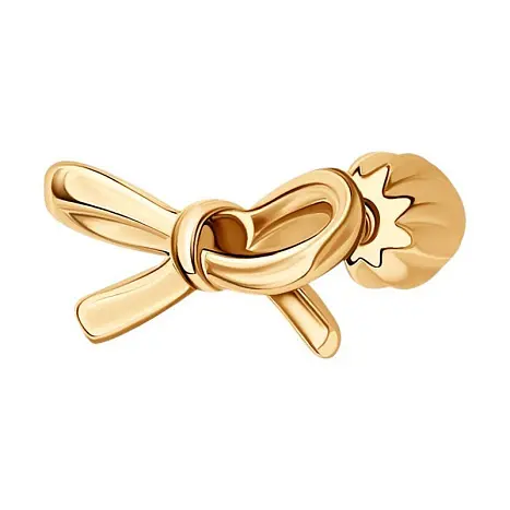 Серьги одиночные из красного золота