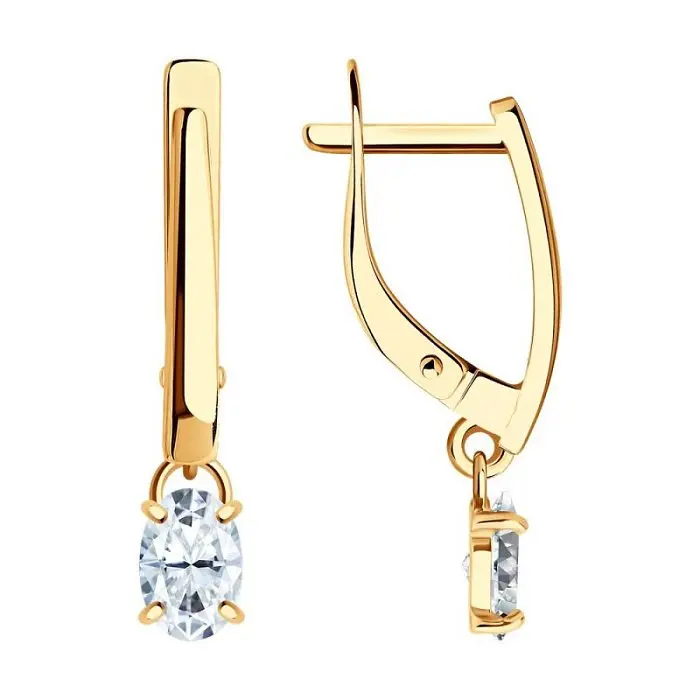 Серьги подвесные из красного золота