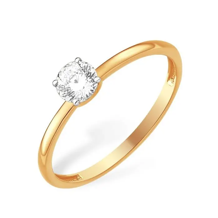 Кольцо помолвочное из красного золота