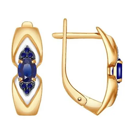 Серьги с английским замком из комбинированного золота