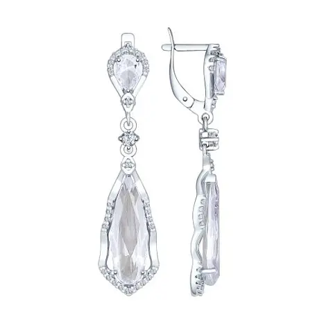 Серьги подвесные из серебра