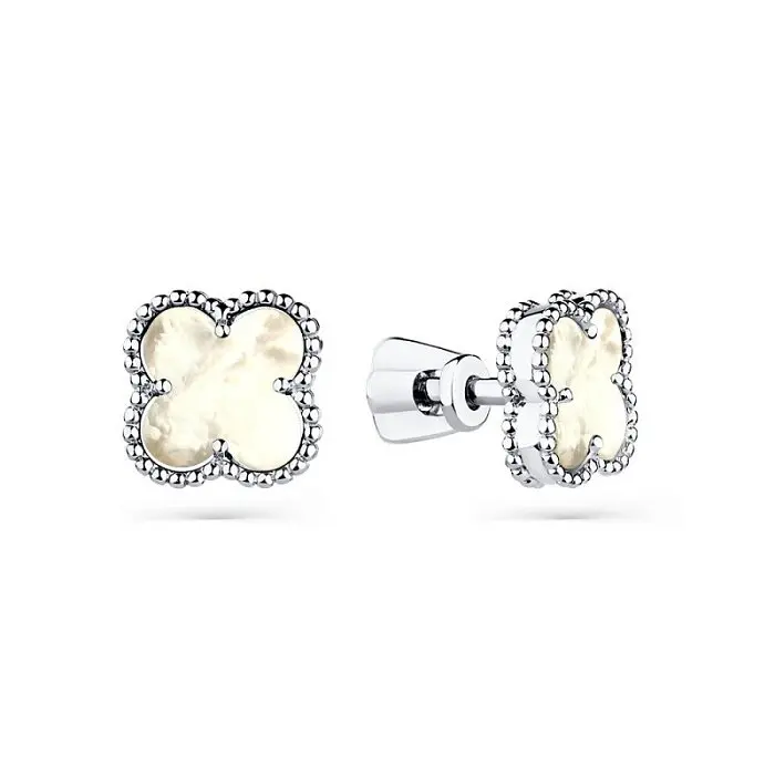 Серьги пуссеты из белого золота