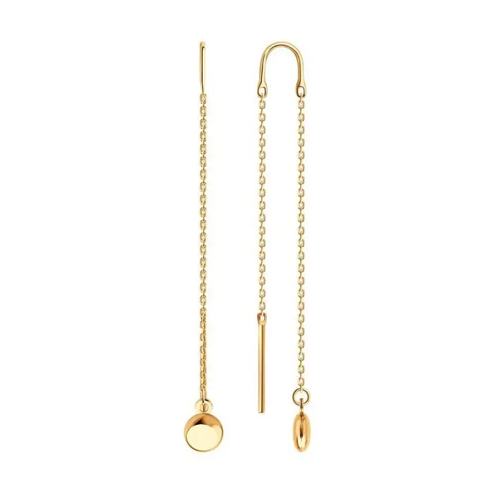 Серьги цепочки из красного золота