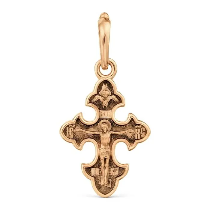 Подвеска крест из красного золота