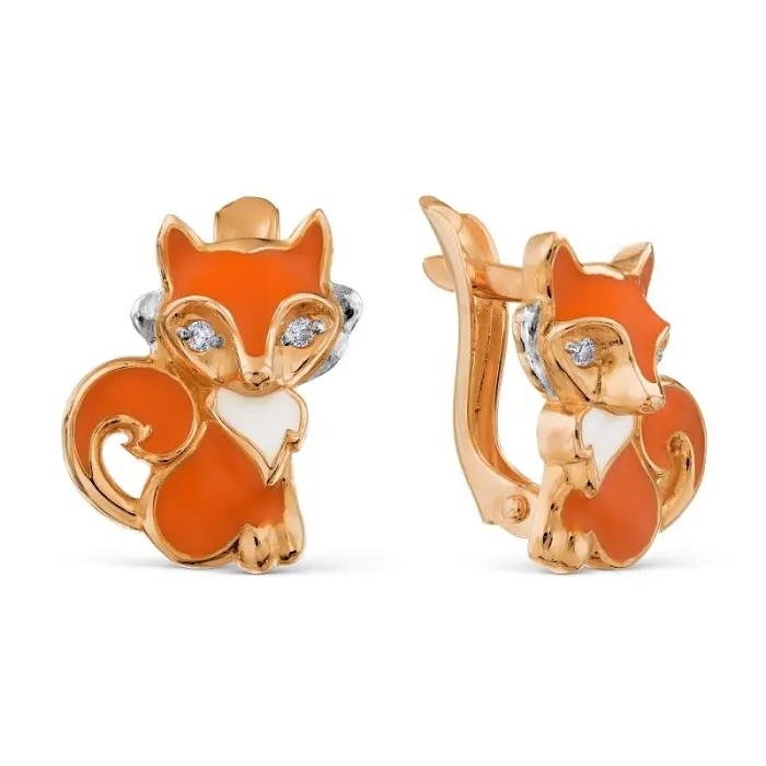 Серьги детские из красного золота