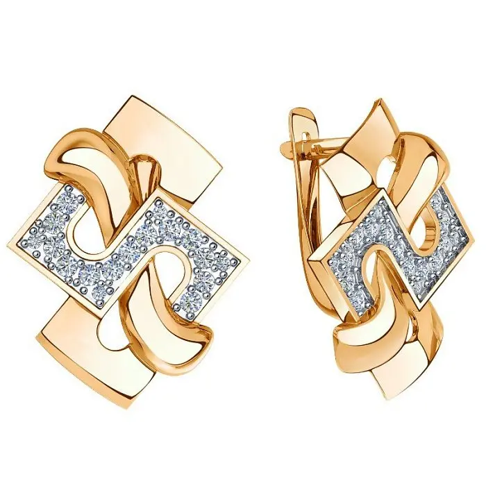 Серьги с английским замком из красного золота