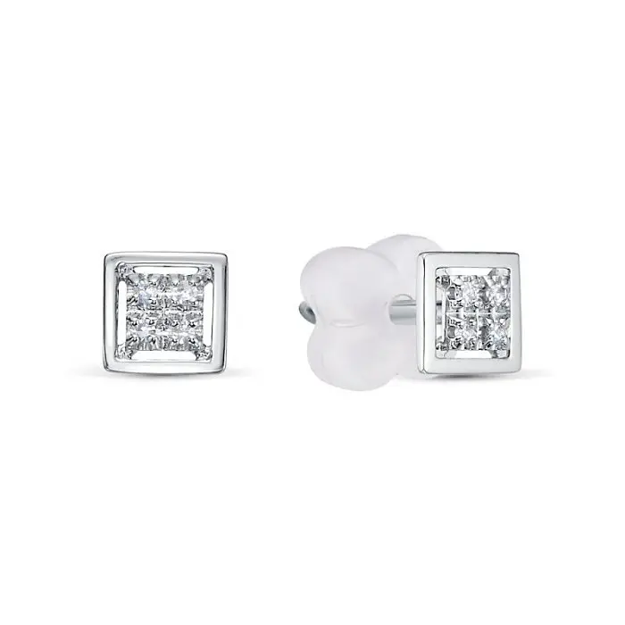 Серьги пуссеты из белого золота вид 1