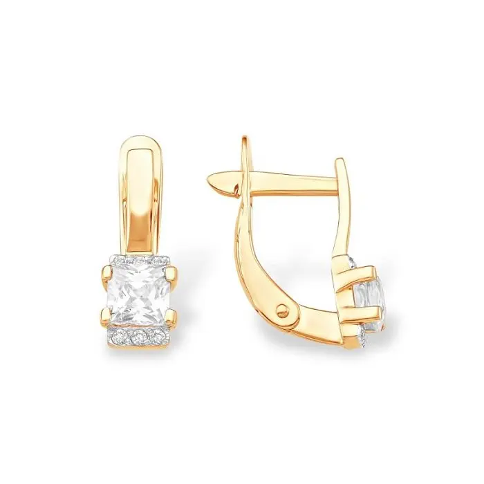 Серьги с английским замком из красного золота