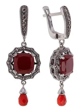 Серьги подвесные из серебра