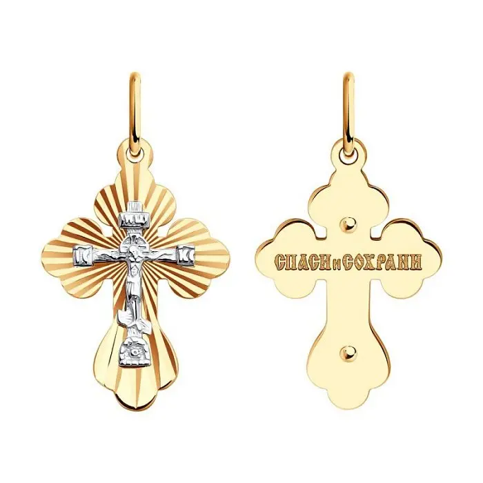 Подвеска крест из красного золота