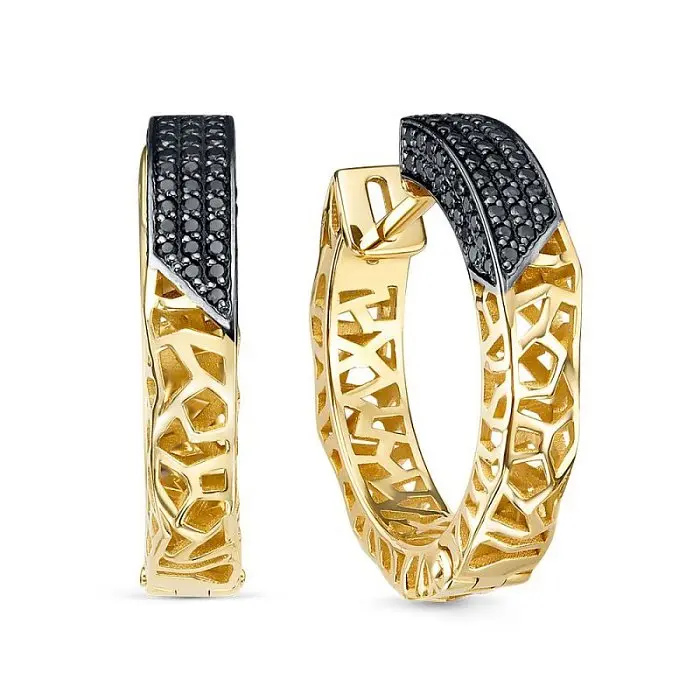 Серьги конго из желтого золота