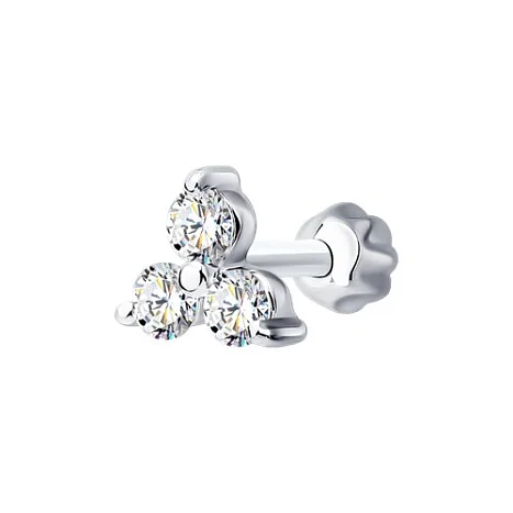 Серьги одиночные из белого золота