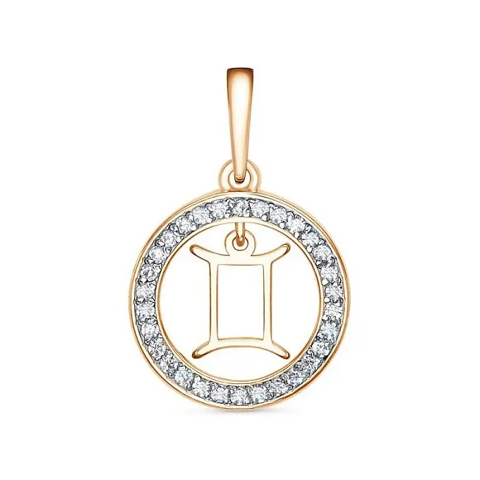 Подвеска знак зодиака из комбинированного золота