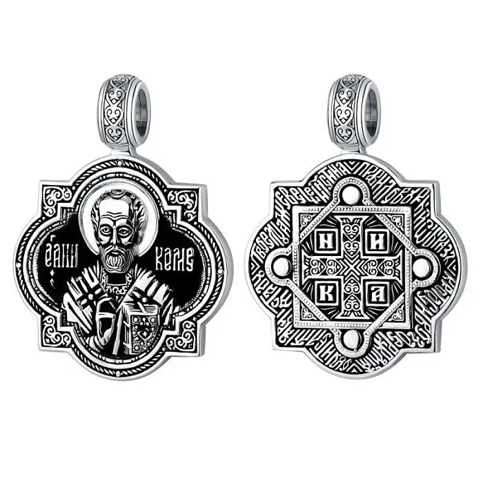 Подвеска икона из черного серебра