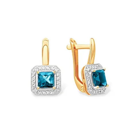 Серьги с английским замком из комбинированного золота