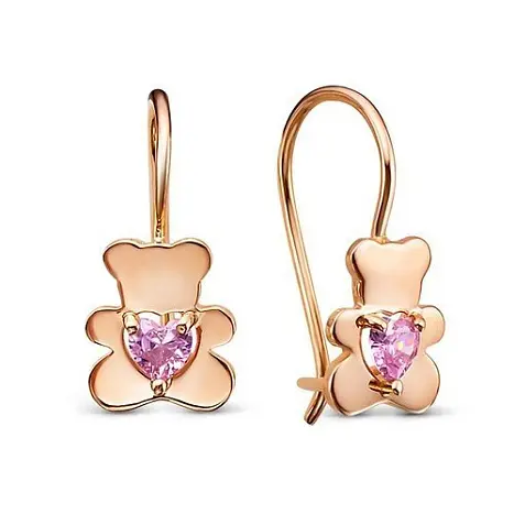 Серьги детские из красного золота