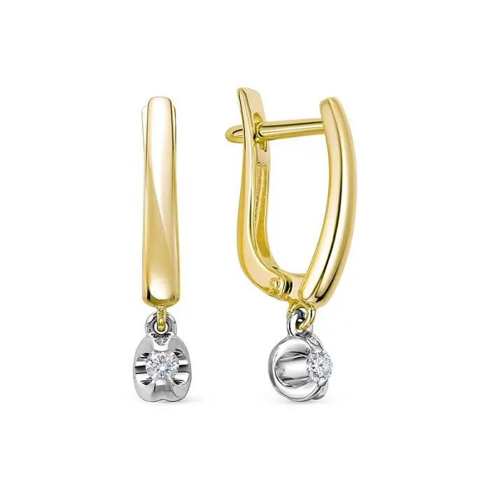 Серьги подвесные из желтого золота