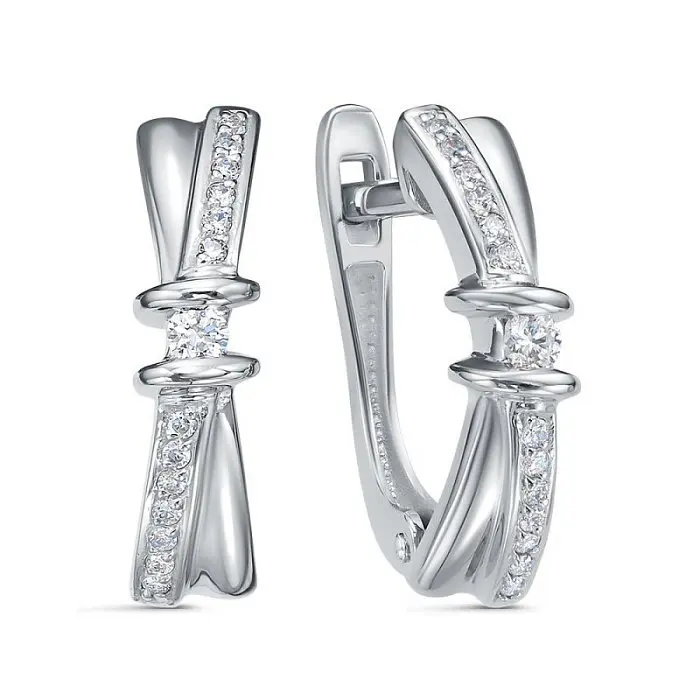 Серьги с английским замком из белого золота