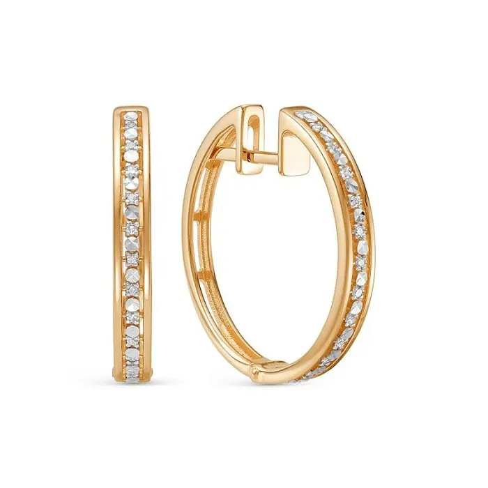 Серьги конго из комбинированного золота вид 1