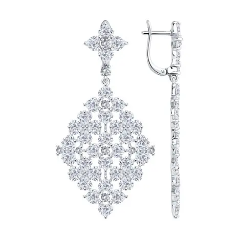 Серьги подвесные из серебра