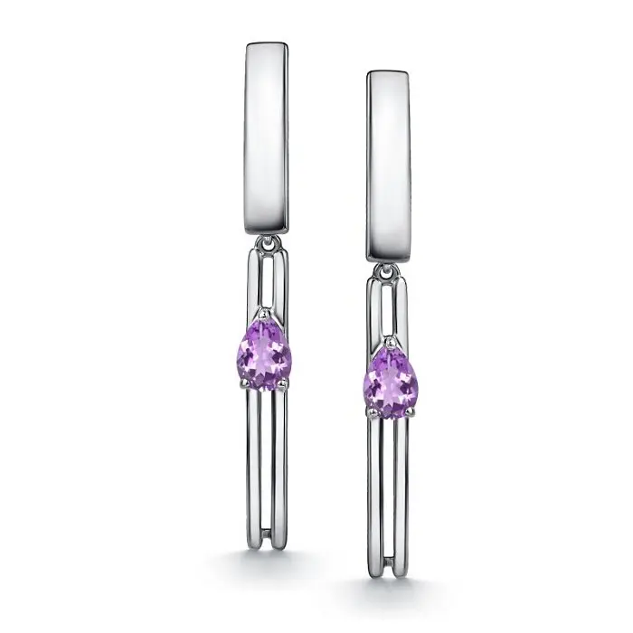 Серьги подвесные из серебра вид 1